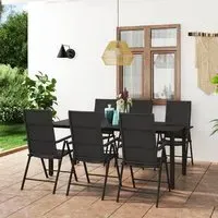 Sarnia Large 7 Piece Garden Dining Set - Black, Aluminium