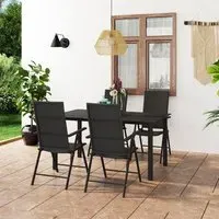 Sarnia Medium 5 Piece Garden Dining Set - Black, Aluminium