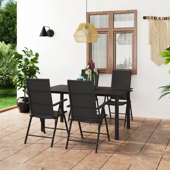 Sarnia Medium 5 Piece Garden Dining Set - Black, Aluminium image