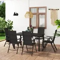 Sarnia Medium 7 Piece Garden Dining Set - Black, Aluminium