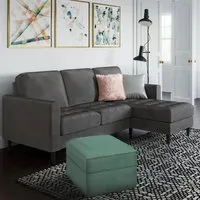 Sarnia Reversible Corner Sofa with Floating Chaise - Grey, Velvet