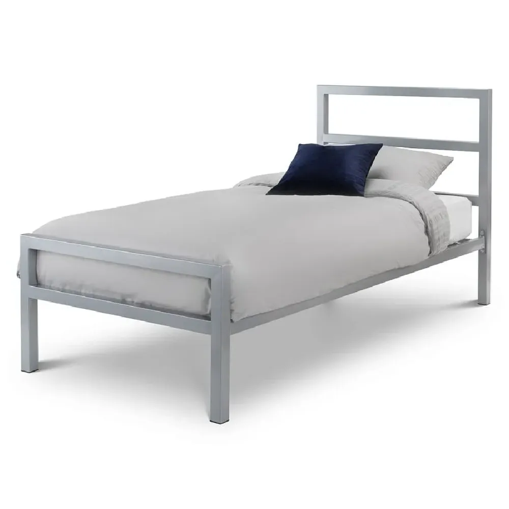 Sarnia Single Bed Frame - Silver, Metal