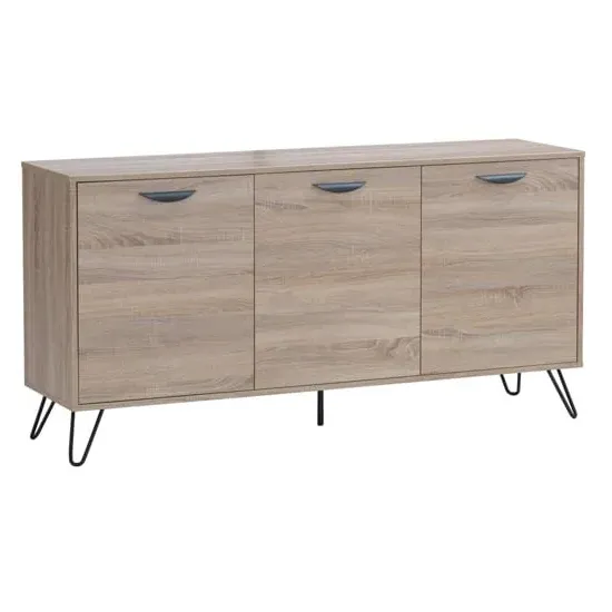 Sarva Wooden Sideboard with Black Metal Legs - Oak