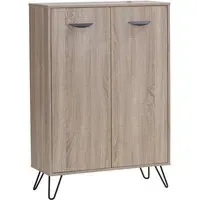 Sarva Wooden Storage Cabinet with Black Metal Legs - Oak