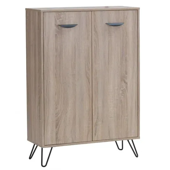 Sarva Wooden Storage Cabinet with Black Metal Legs - Oak