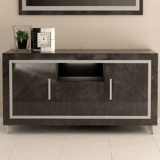 Sarver 3-Door Sideboard with LED - Black, High Gloss image