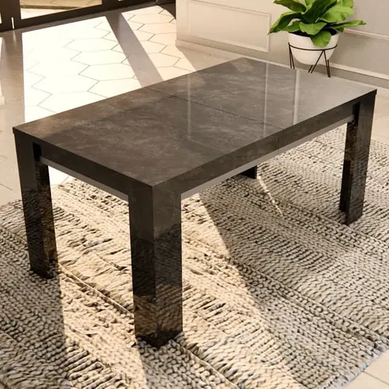 Sarver Large Rectangular Dining Table - Black, High Gloss