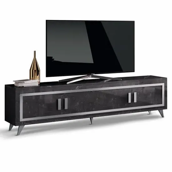 Sarver Large TV Stand with Storage - Black, High Gloss