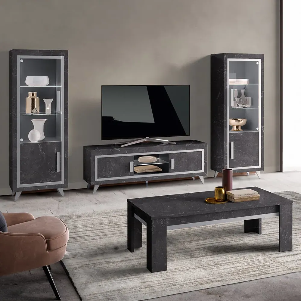 Sarver Living Room Set with Coffee Table - Black, MDF