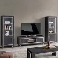 Sarver Living Room Set with Display Cabinet - Black, MDF