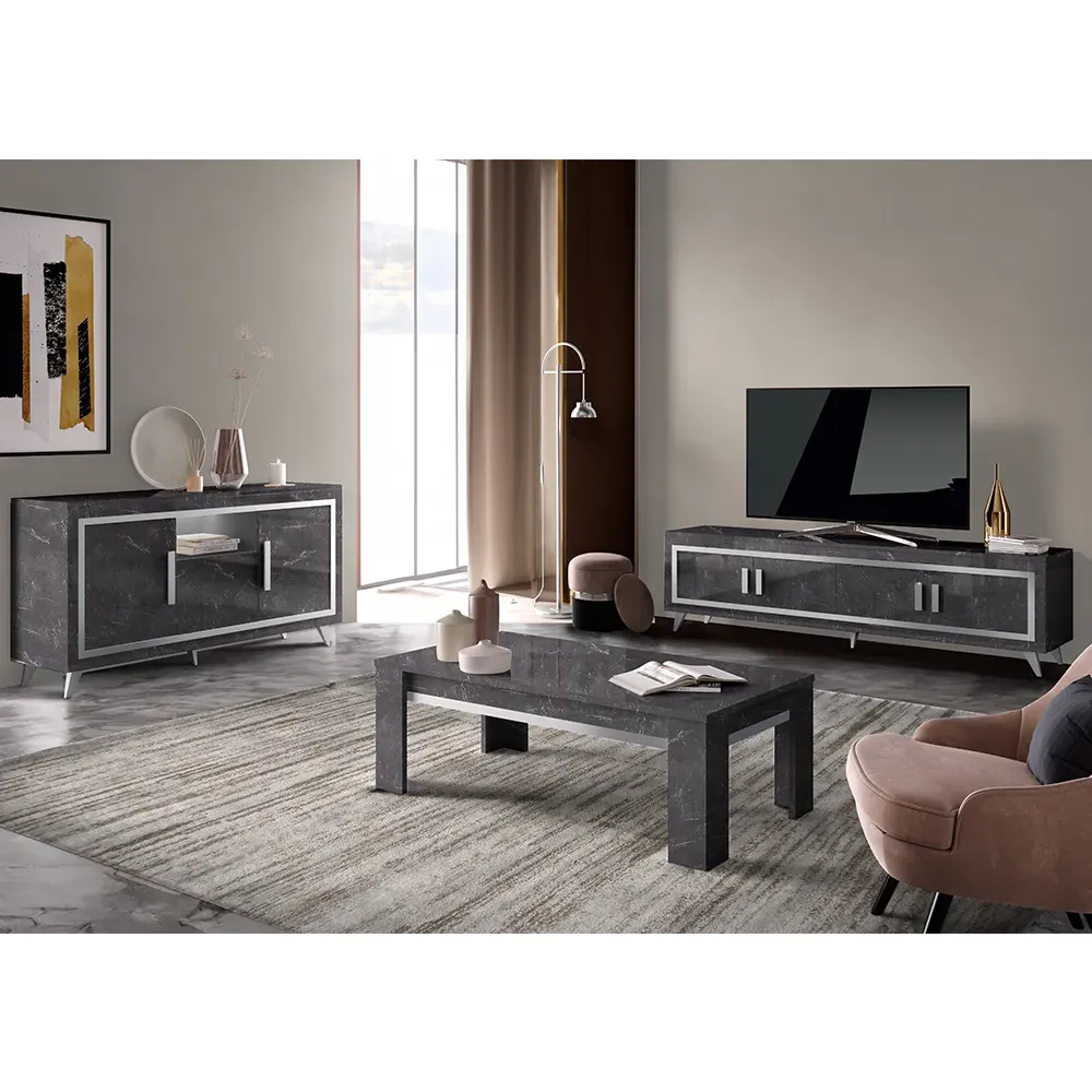Sarver Living Room Set with Sideboard - Black, MDF image