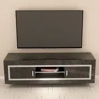 Sarver TV Stand with LED - Black, High Gloss