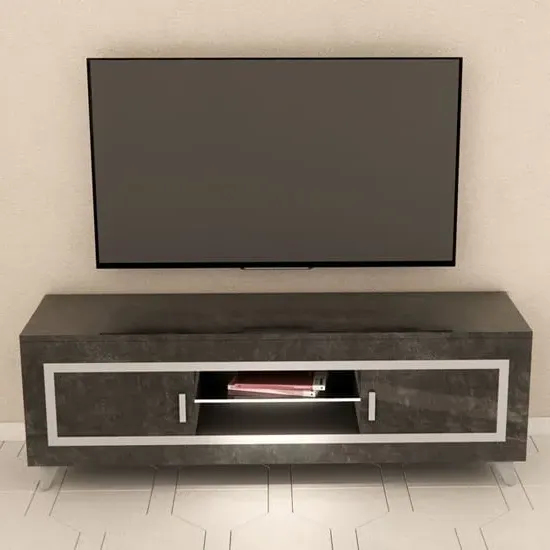 Sarver TV Stand with LED - Black, High Gloss
