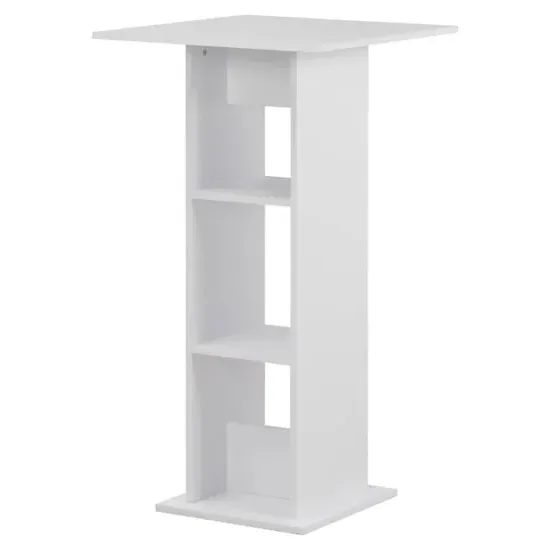 Sasha Square Bar Table with Storage - White, Chipboard