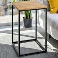 Saskatoon End Table - Black, Oak alternate view
