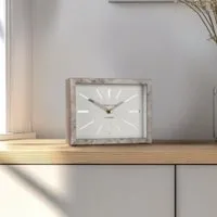 Saskatoon Rectangular Mantel Clock - Pewter, Wood