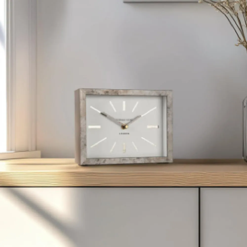 Saskatoon Rectangular Mantel Clock - Pewter, Wood