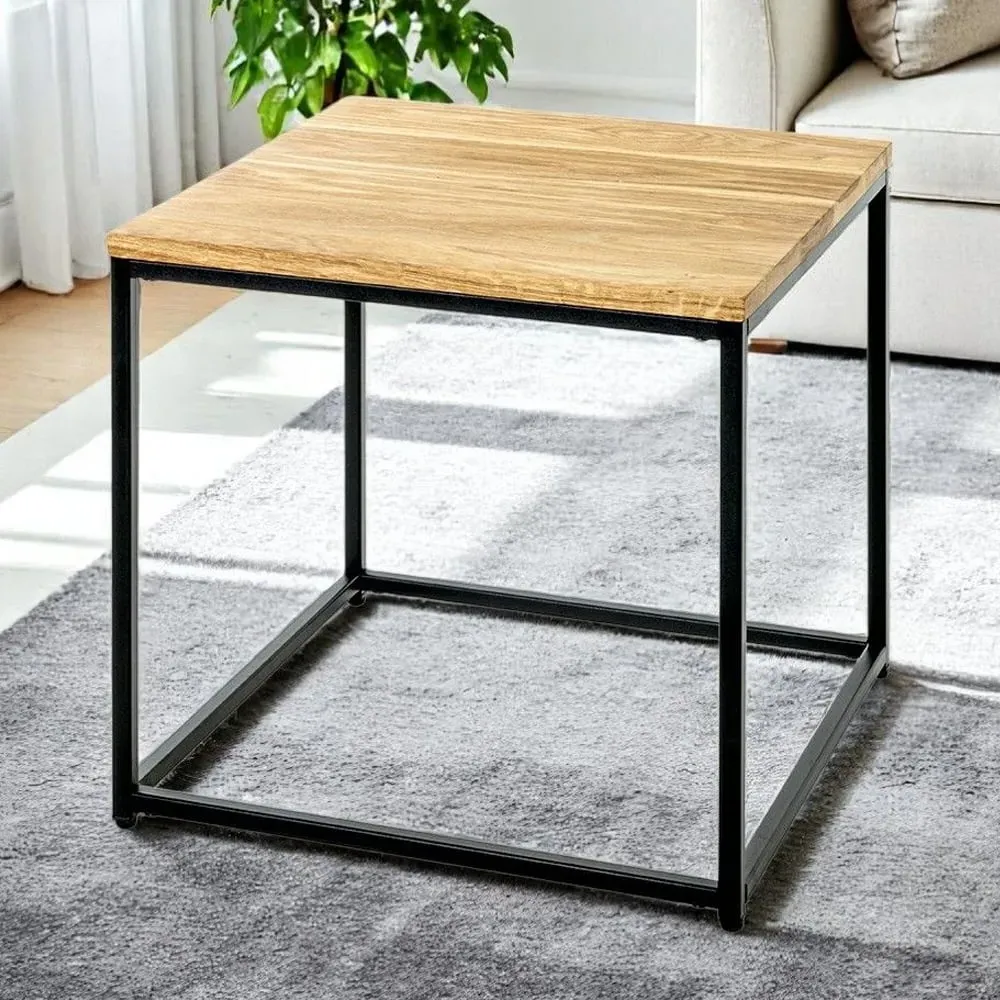 Saskatoon Square End Table - Black, Oak