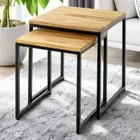 Saskatoon Wooden Nest of 2 Tables - Oak, Black