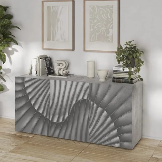 Sassari 3-Door Sideboard - Concrete Effect, Wood