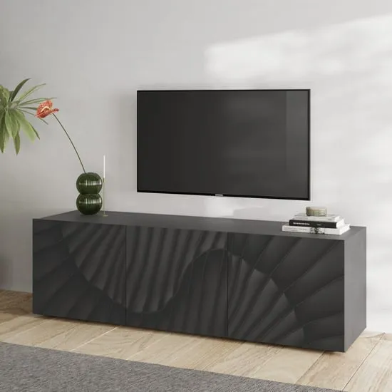 Sassari TV Stand with 3 Doors - Anthracite, Wood