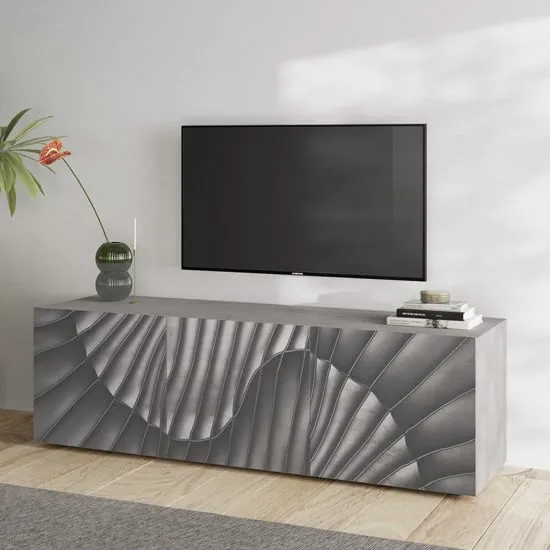Sassari TV Stand with 3 Doors - Concrete Effect, Wood
