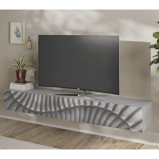 Sassari Wide TV Stand with 1 Door - Concrete Effect, Wood