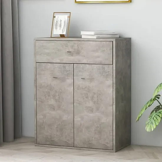 Sassy Sideboard with 2 Doors 1 Drawer - Concrete Effect, Chipboard