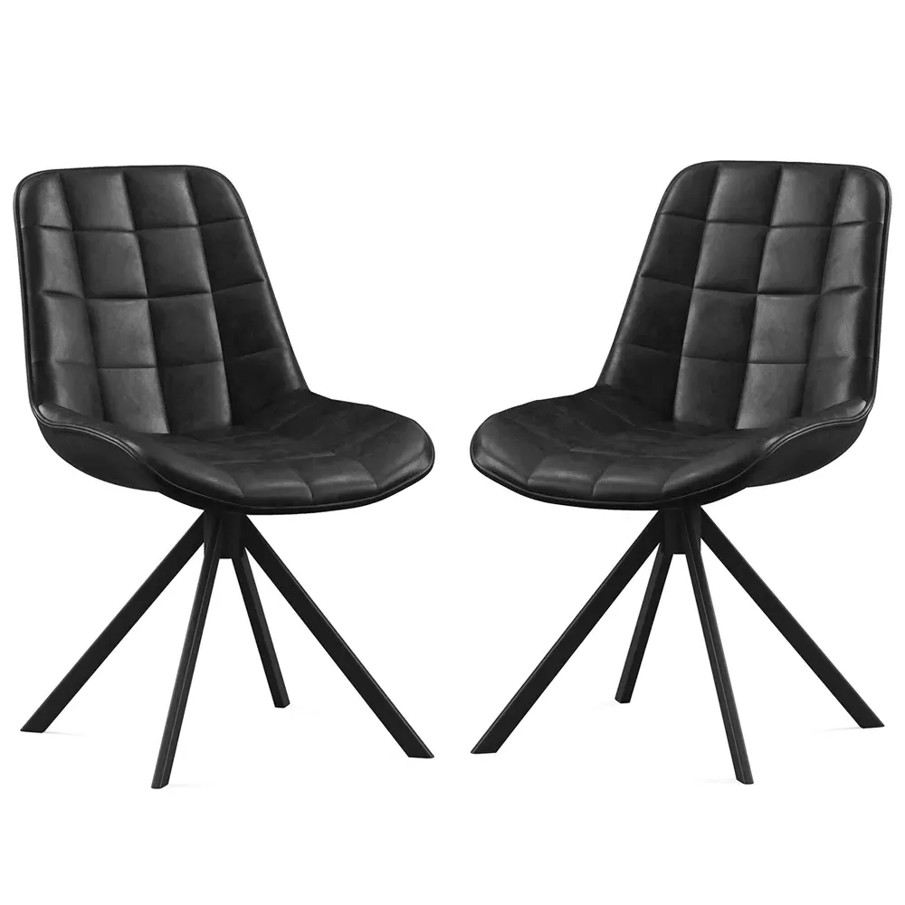 Satie Dining Chairs Pair - Black, PU Leather product