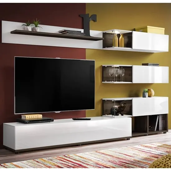 Sault High Gloss Entertainment Unit with LED Lighting - White image