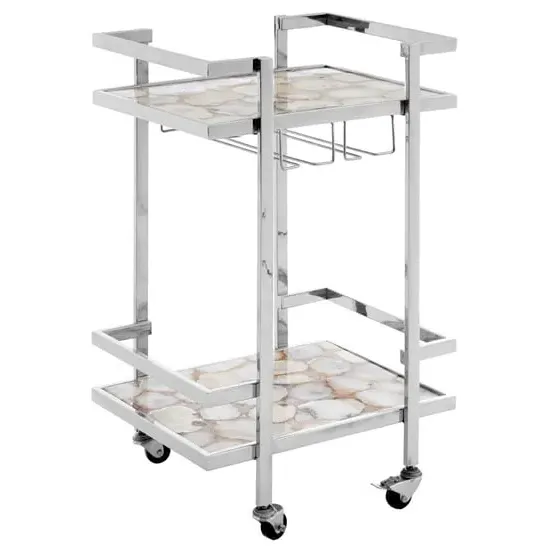 Sauna Agate Drinks Trolley - White, Steel