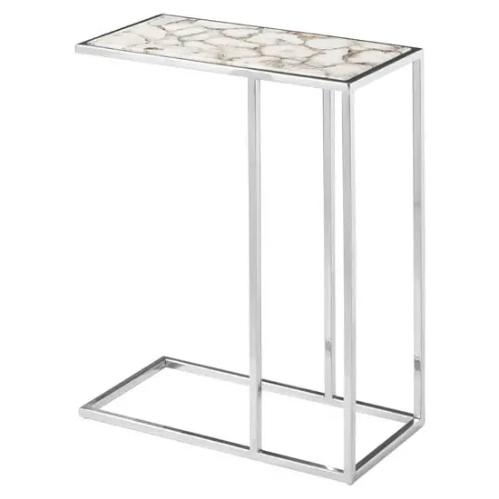 Sauna Agate Side Table - White, Steel image