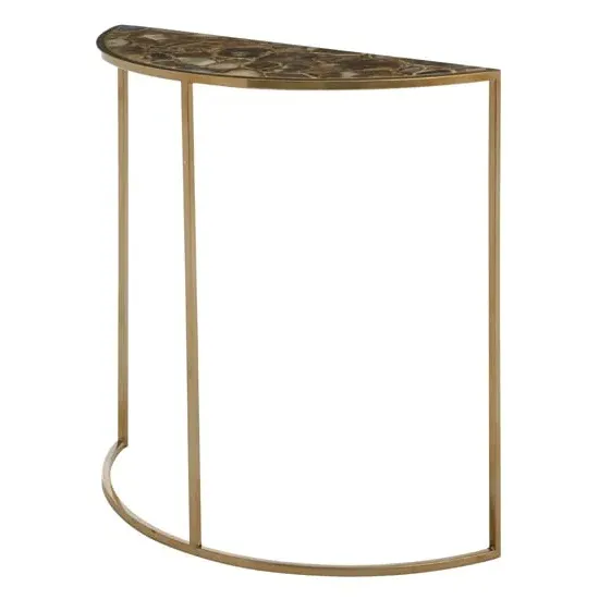 Sauna Half Moon Agate Console Table - Black, Steel