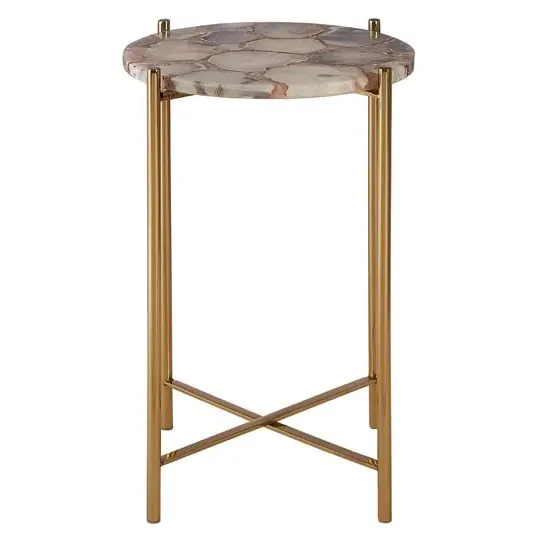 Sauna Round Side Table - Natural, Agate