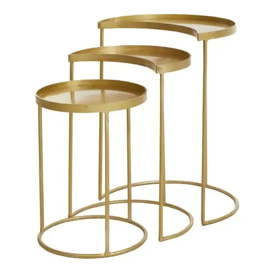 Saur Metal Nest of 3 Tables - Gold