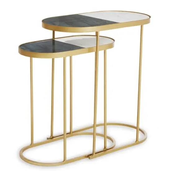 Saur Nest of 2 Tables - Gold, Marble image