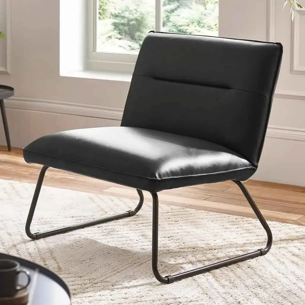Savelle Lounge Chair - Black, Faux Leather product