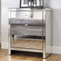 Saville 4 Drawer Chest - Silver, Mirrored