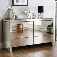 Saville 6 Drawer Chest - Silver, Mirrored