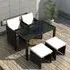 Savir 4-Seater Rattan Dining Set with Cushions - Black