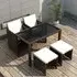 Savir 4-Seater Rattan Dining Set with Cushions - Brown