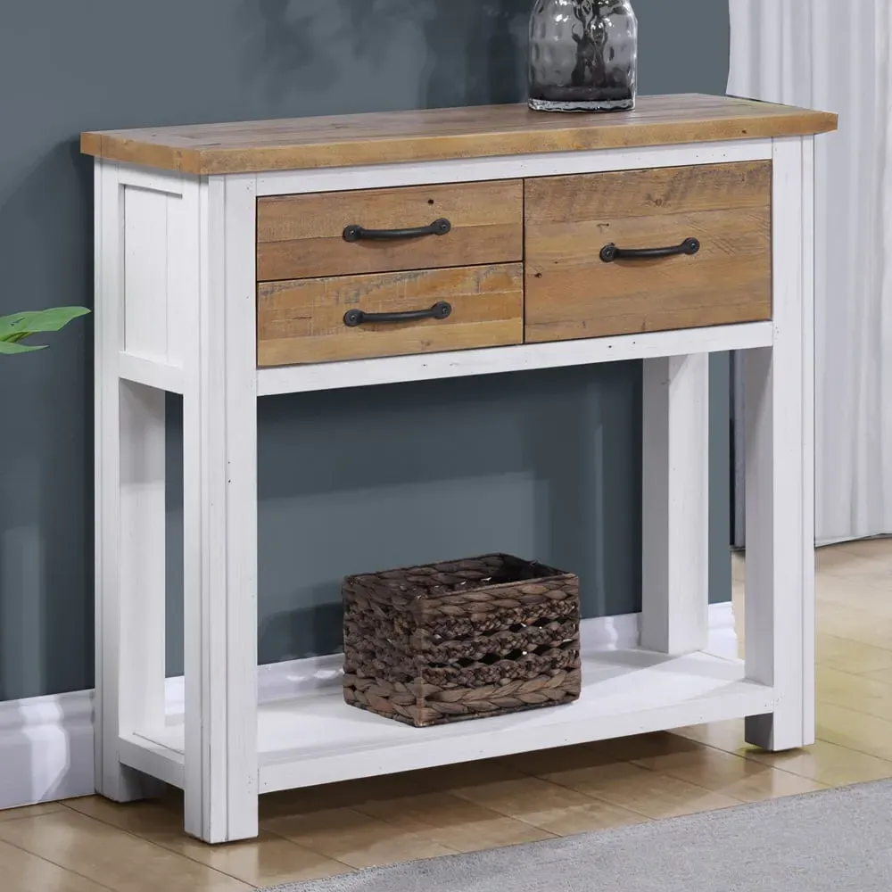 Savona Console Table with 3 Drawers - White, Oak