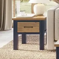 Savona Lamp Table with Drawer - Blue, Oak