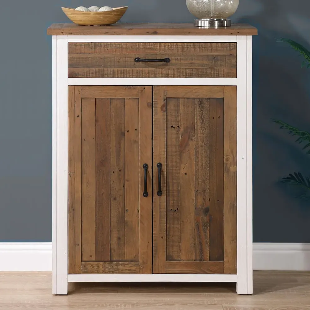 Savona Shoe Storage Cabinet with 2 Doors - White, Oak