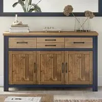 Savona Sideboard with 3 Doors 4 Drawers - Blue, Oak