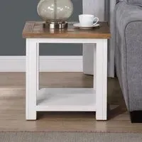 Savona Square Lamp Table - White, Oak