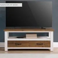 Savona TV Stand with 2 Drawers - White, Oak