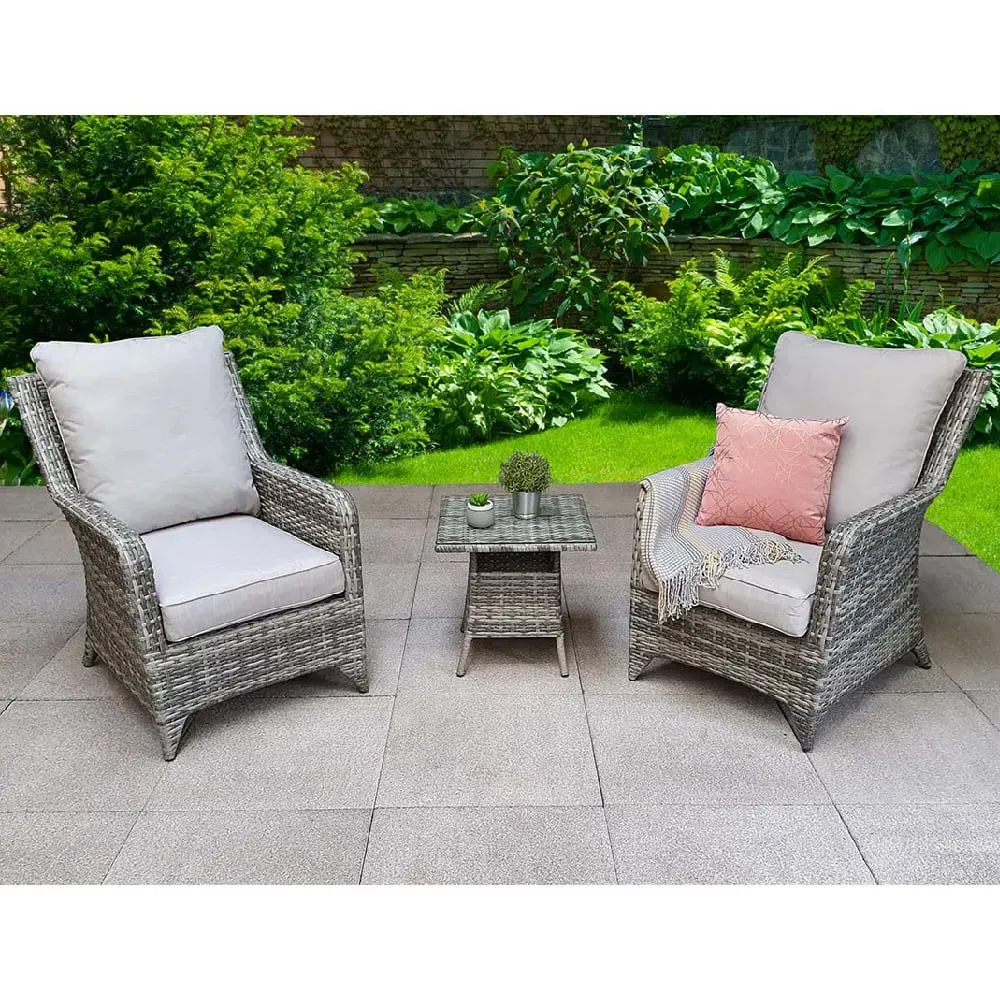 Savvy 3-Piece Rattan Garden Lounge Set - Grey