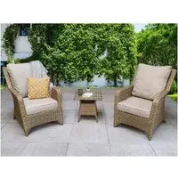 Savvy 3-Piece Rattan Garden Lounge Set - Natural