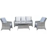 Savvy 5-Seater Rattan Garden Sofa Set with Coffee Table - Grey